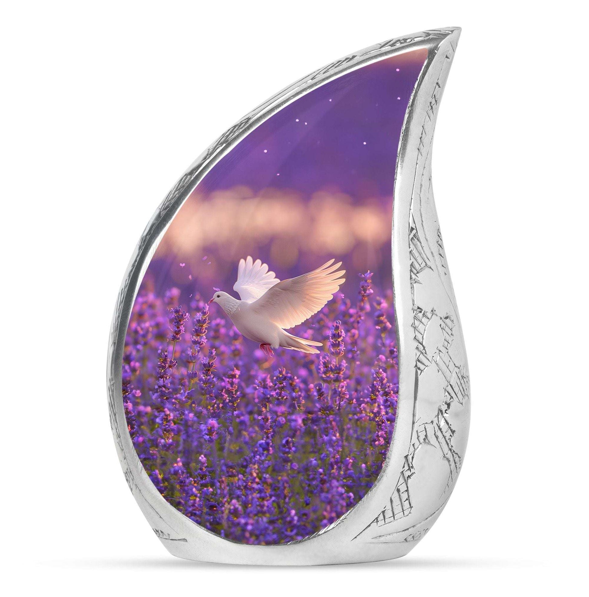 White Dove On Purple Theme 3 Inch Keepsake