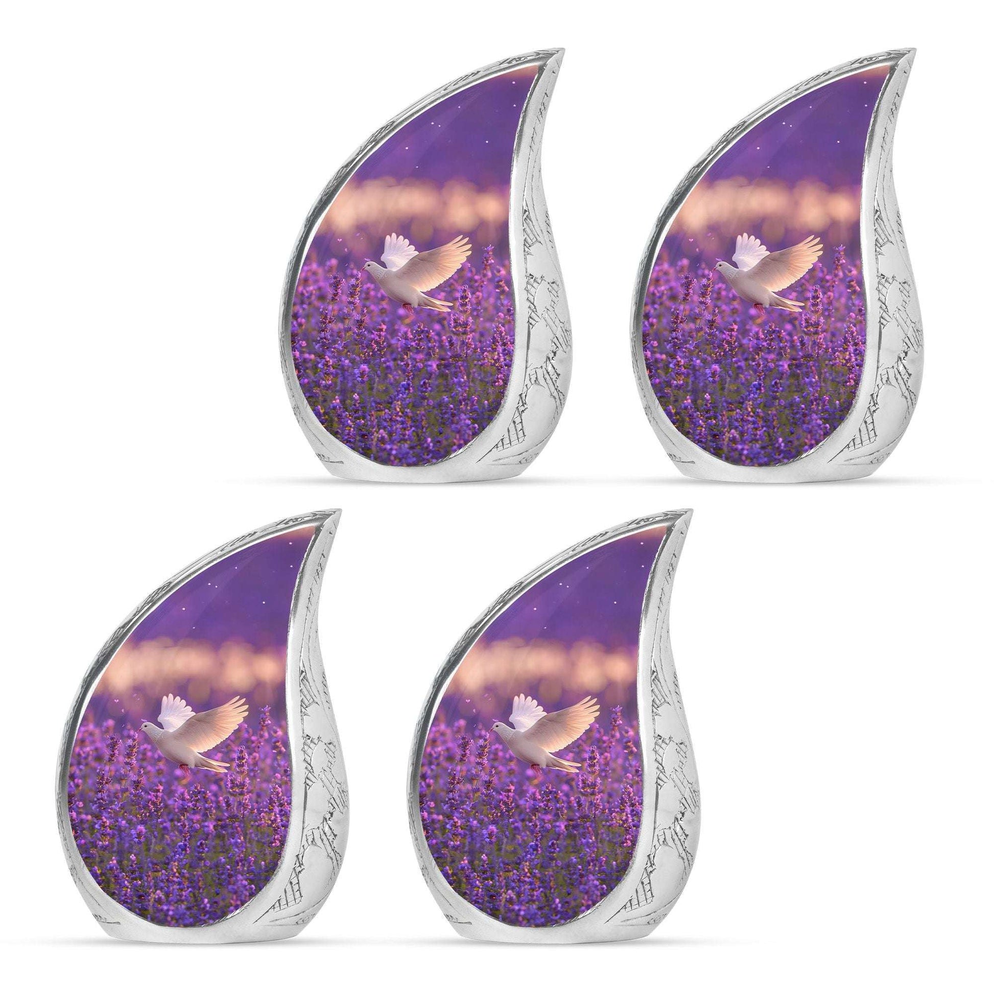 White Dove On Purple Theme 3 Inch Keepsake Pack of 4