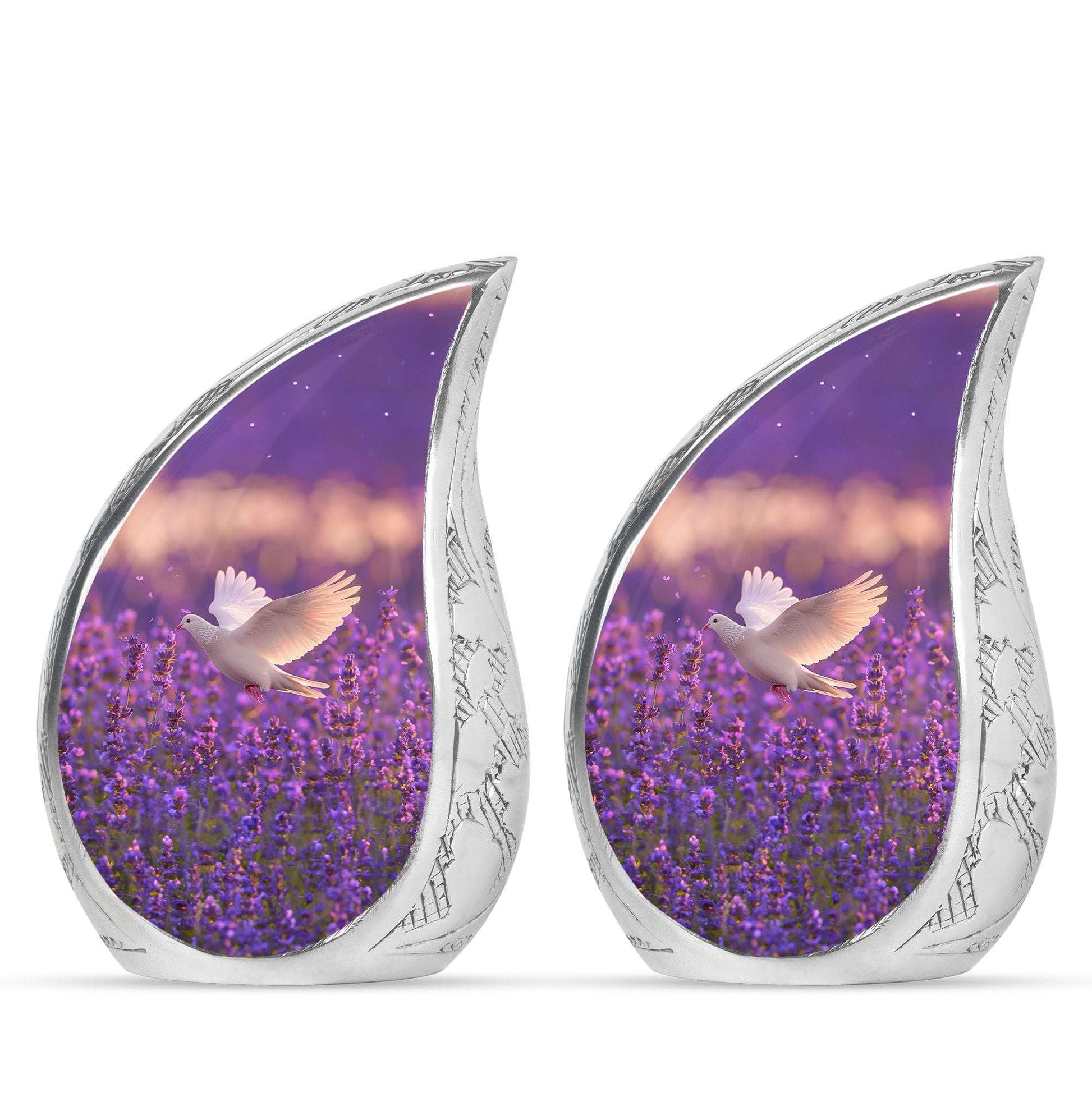 White Dove On Purple Theme 3 Inch Keepsake Pack of 2