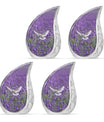 White Dove On Purple Theme 3 Inch Keepsake Pack of 4