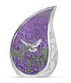 White Dove On Purple Theme Large Urn 10 Inch