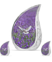 White Dove On Purple Theme Large Urn With 2 Keepsake Urn