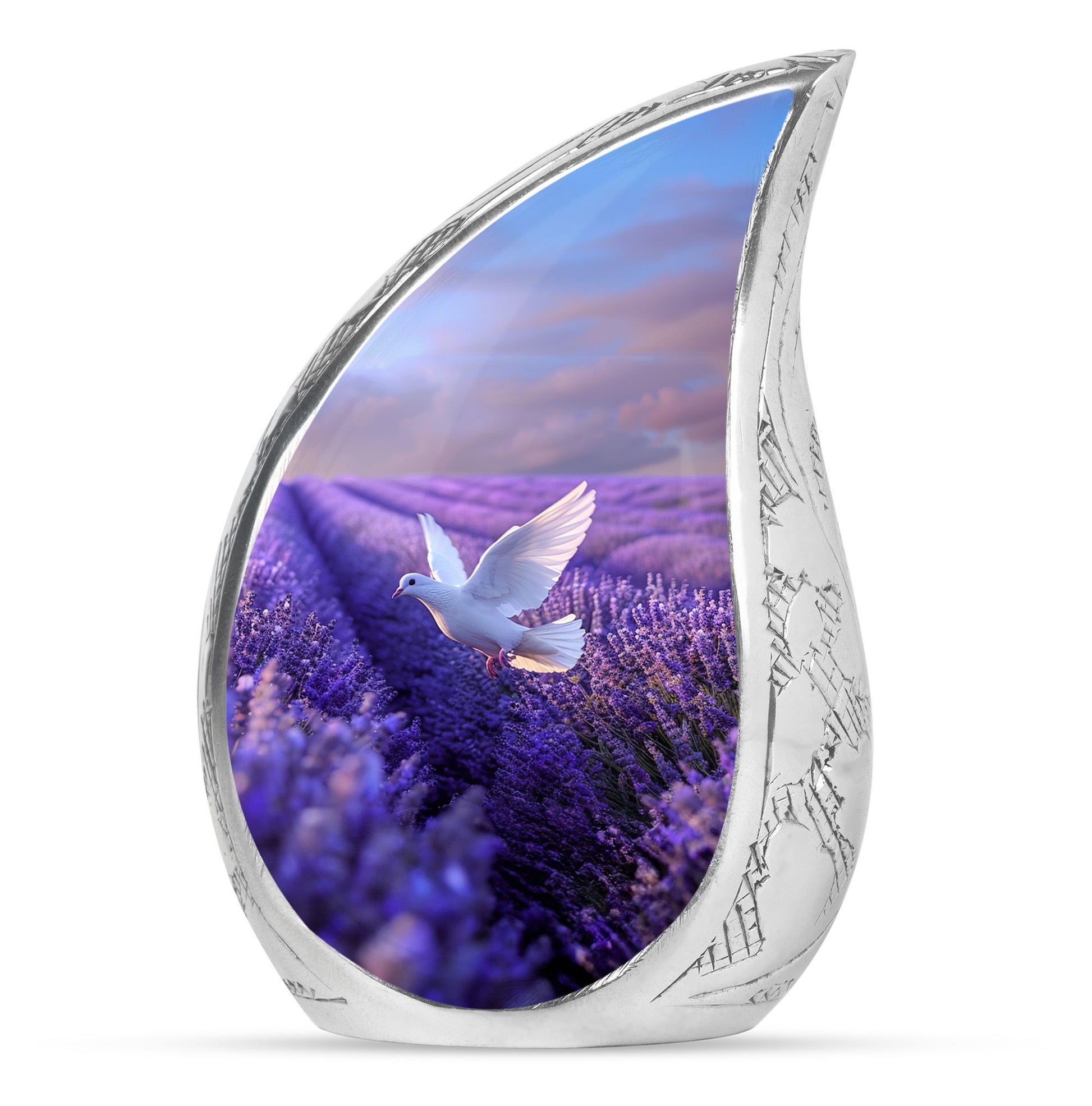 White Dove On Purple Theme 3 Inch Keepsake