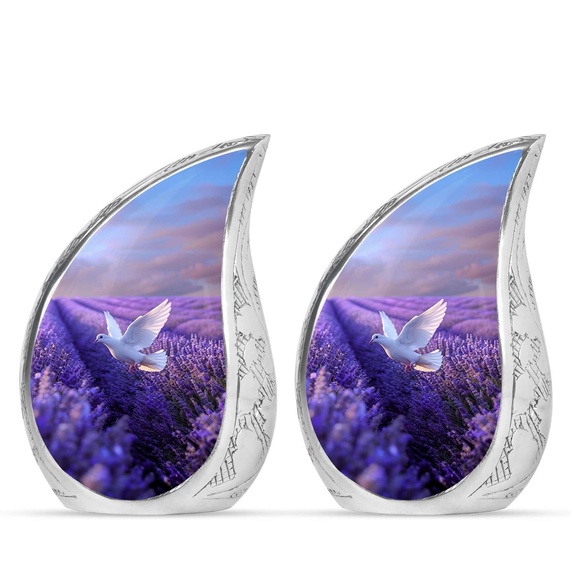 White Dove On Purple Theme 3 Inch Keepsake Pack of 2