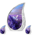 White Dove On Purple Theme Large Urn With 2 Keepsake Urn