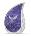 White Dove On Purple Theme Large Urn 10 Inch
