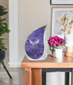 White Dove On Purple Theme Large Urn With 1 Keepsake Urn