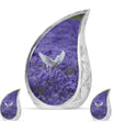 White Dove On Purple Theme Large Urn With 2 Keepsake Urn