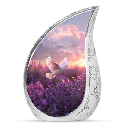 White Dove On Purple Theme 3 Inch Keepsake