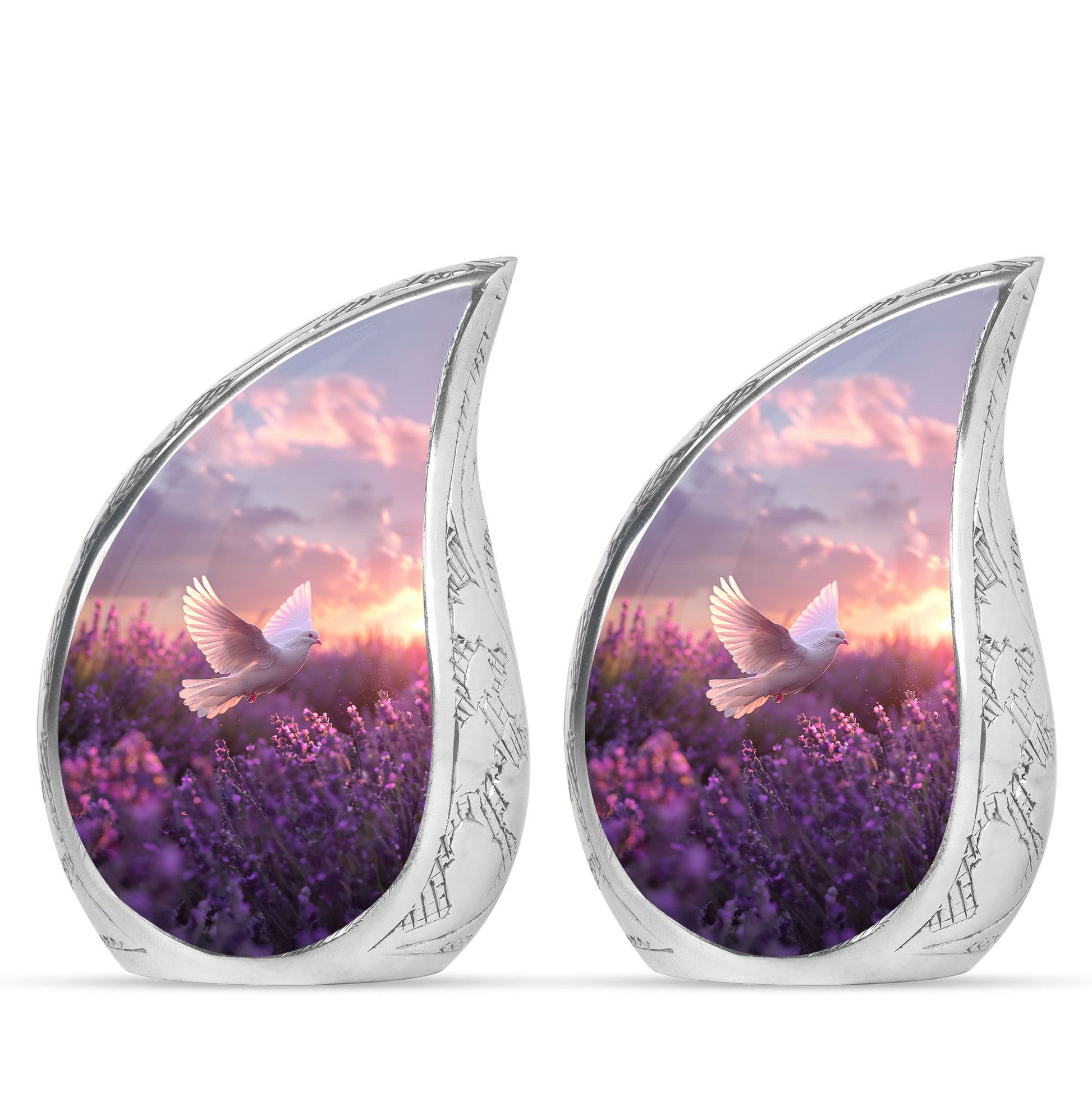 White Dove On Purple Theme 3 Inch Keepsake Pack of 2