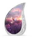 White Dove On Purple Theme Large Urn 10 Inch
