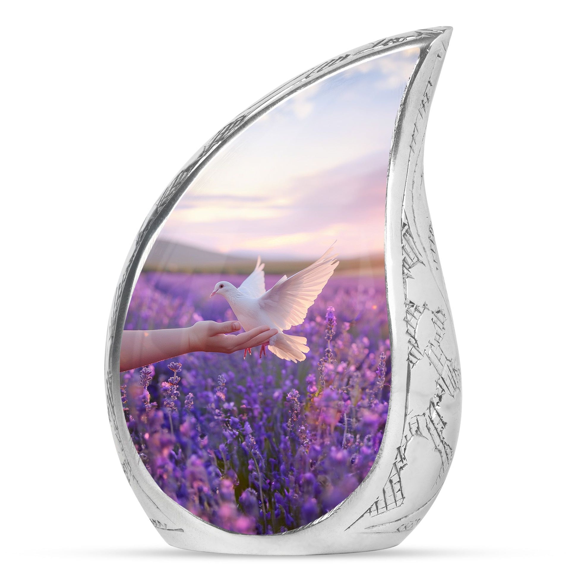 White Dove On Purple Theme 3 Inch Keepsake