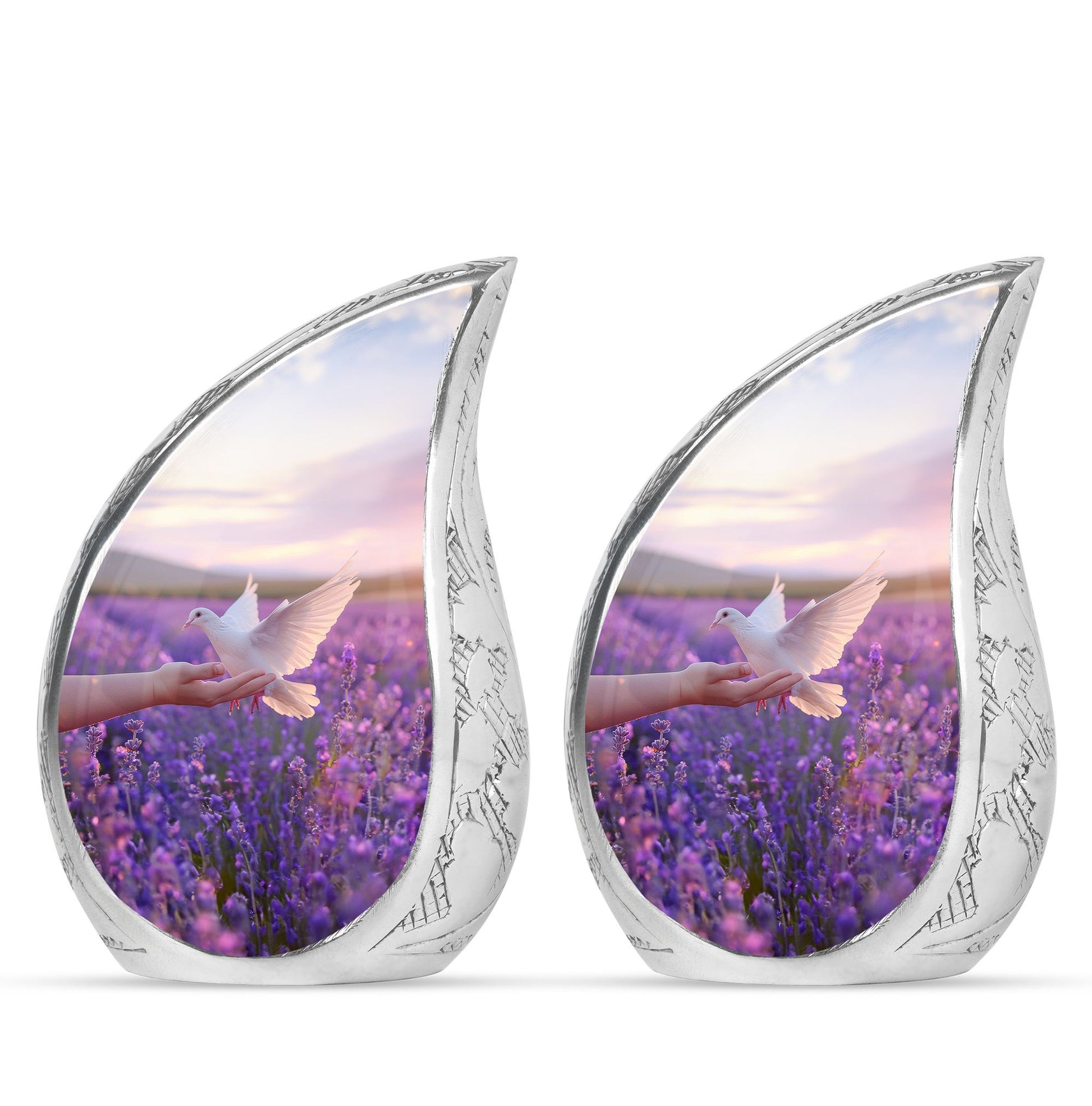 White Dove On Purple Theme 3 Inch Keepsake Pack of 2