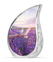 White Dove On Purple Theme Large Urn 10 Inch