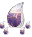 White Dove On Purple Theme Large Urn With 4 Keepsake Urn