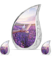 White Dove On Purple Theme Large Urn With 2 Keepsake Urn