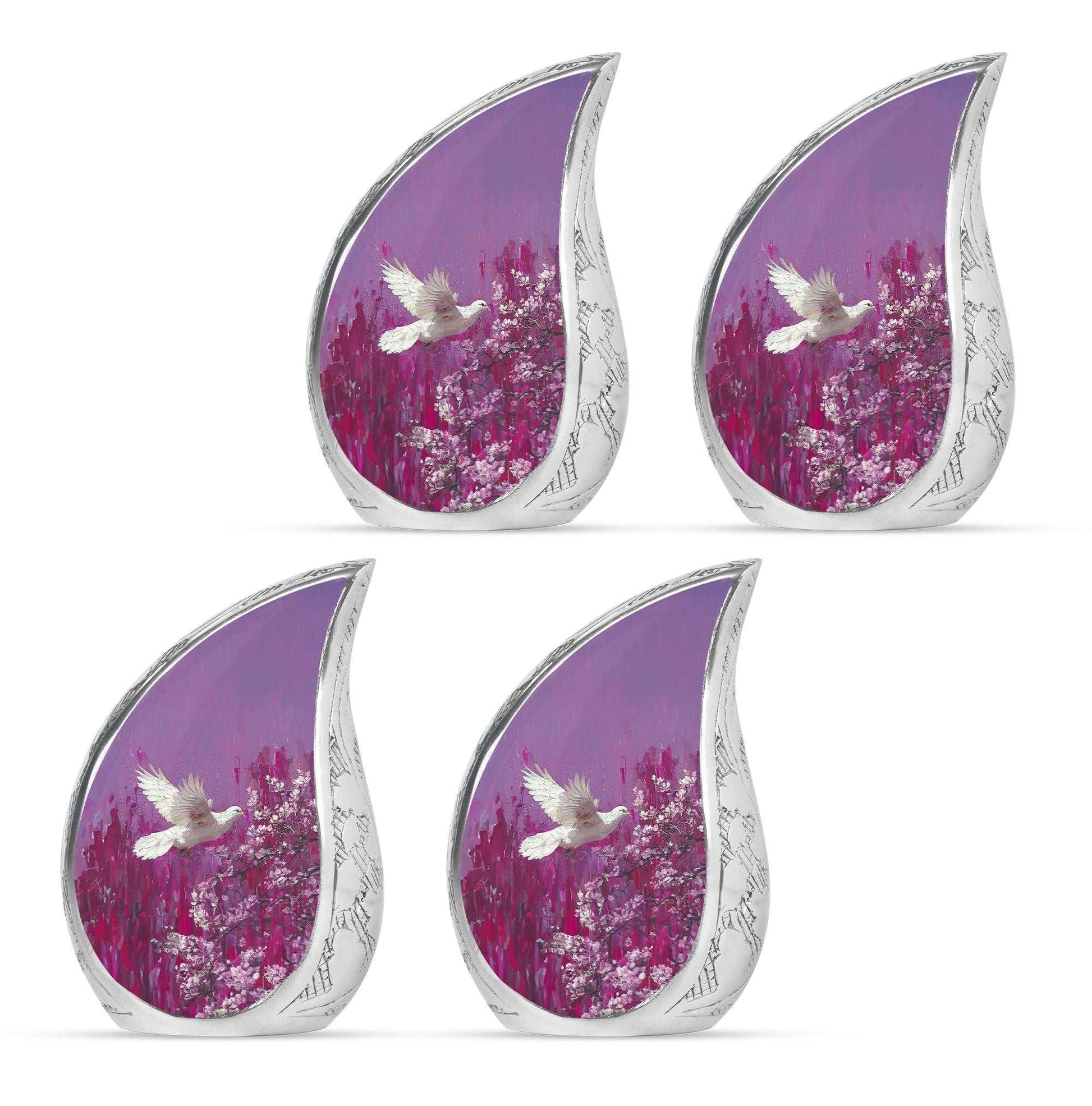 White Dove On Purple Theme 3 Inch Keepsake Pack of 4