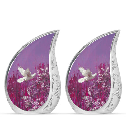 White Dove On Purple Theme 3 Inch Keepsake Pack of 2
