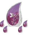 White Dove On Purple Theme Large Urn With 4 Keepsake Urn