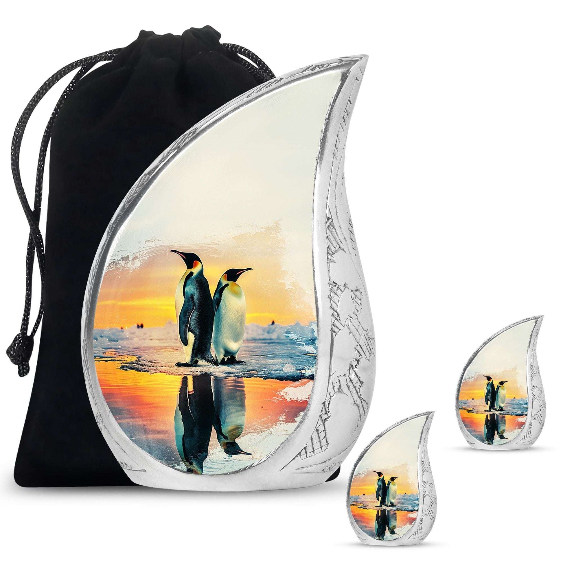 Penguin Theme Large Urn With 2 Keepsake Urn