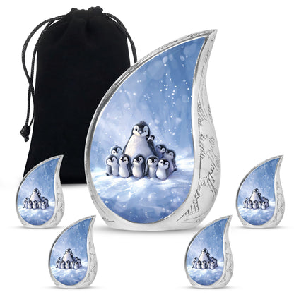 Penguin Theme Large Urn With 4 Keepsake Urn