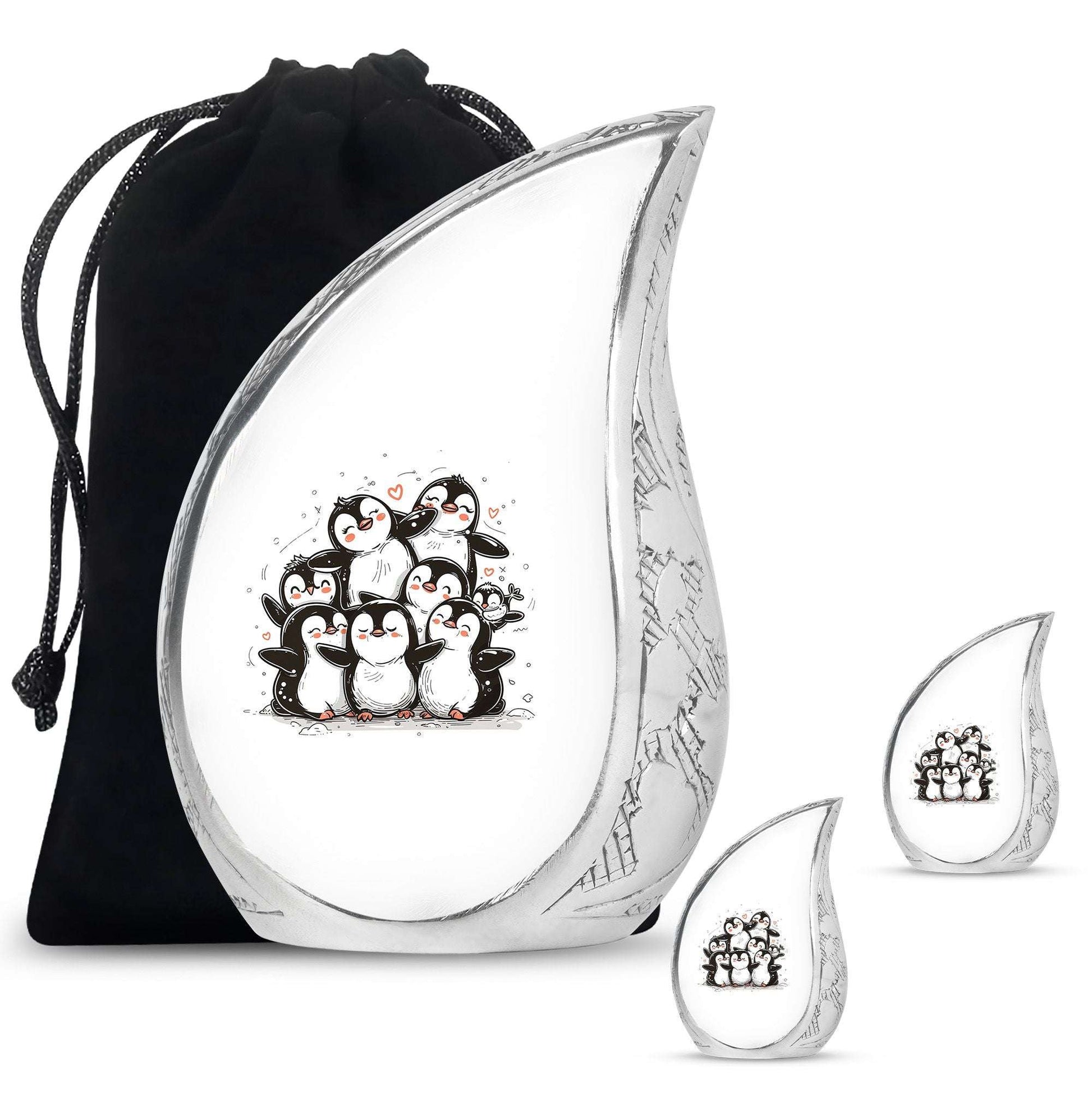 Penguin Theme Large Urn With 2 Keepsake Urn