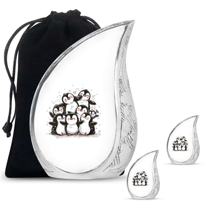 Penguin Theme Large Urn With 2 Keepsake Urn