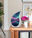 Aurora Borealis Theme Large Urn With 1 Keepsake Urn