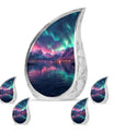 Aurora Borealis Theme Large Urn With 4 Keepsake Urn