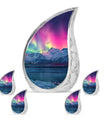 Aurora Borealis Theme Large Urn With 4 Keepsake Urn