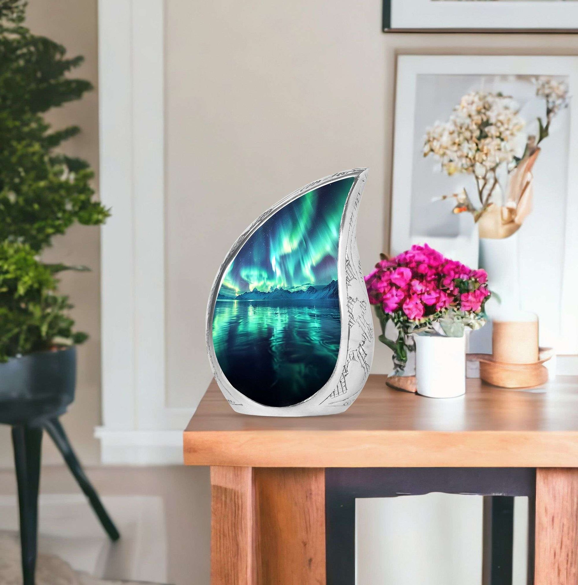 Aurora Borealis Borealis Theme Large Urn With 1 Keepsake Urn
