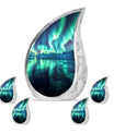 Aurora Borealis Borealis Theme Large Urn With 4 Keepsake Urn
