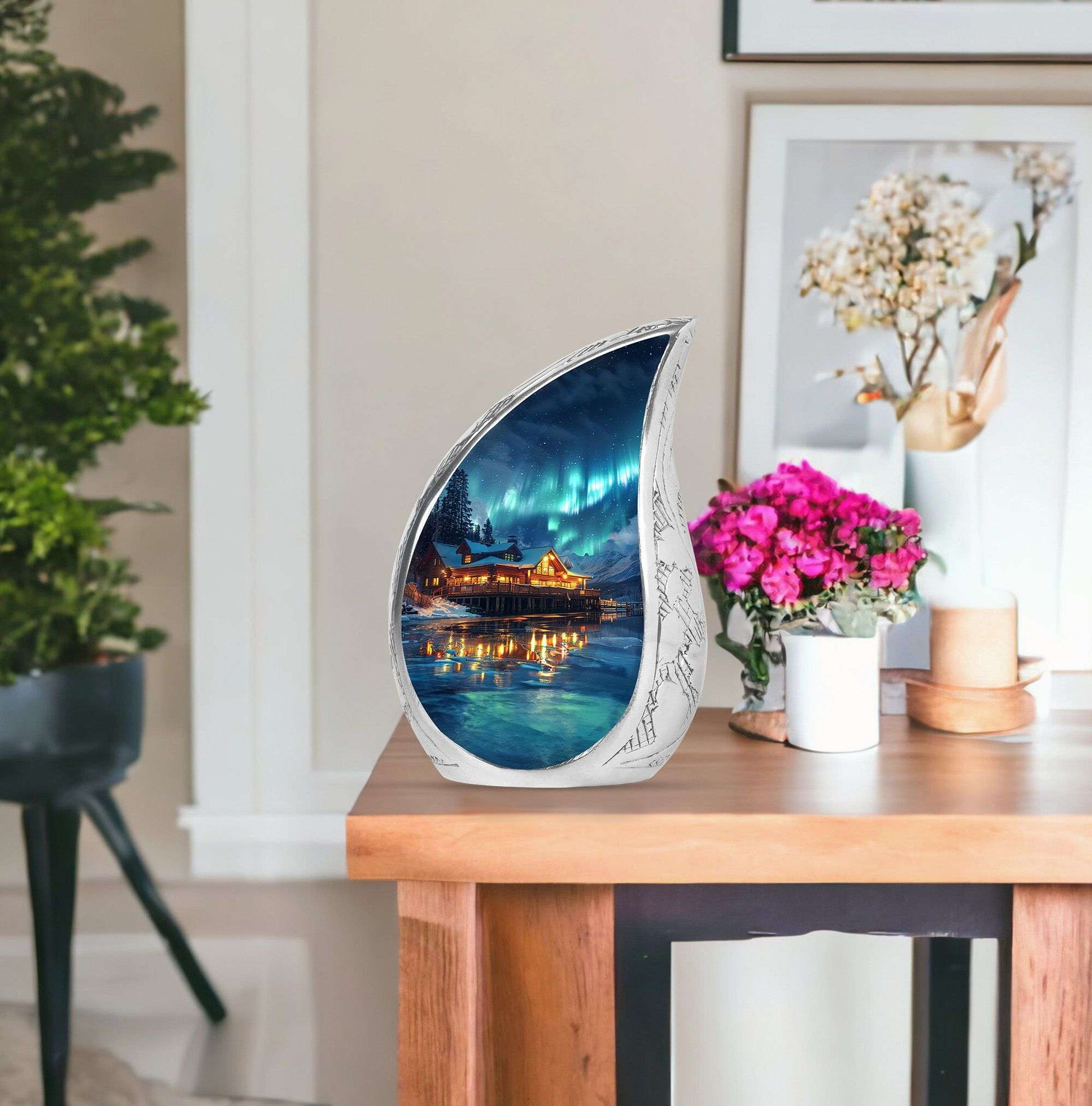 Aurora Borealis Borealis Theme Large Urn With 1 Keepsake Urn