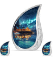 Aurora Borealis Borealis Theme Large Urn With 2 Keepsake Urn