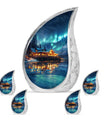 Aurora Borealis Borealis Theme Large Urn With 4 Keepsake Urn