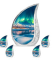 Aurora Borealis Theme Large Urn With 4 Keepsake Urn