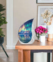 Aurora Borealis Theme Large Urn With 1 Keepsake Urn