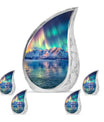 Aurora Borealis Theme Large Urn With 4 Keepsake Urn