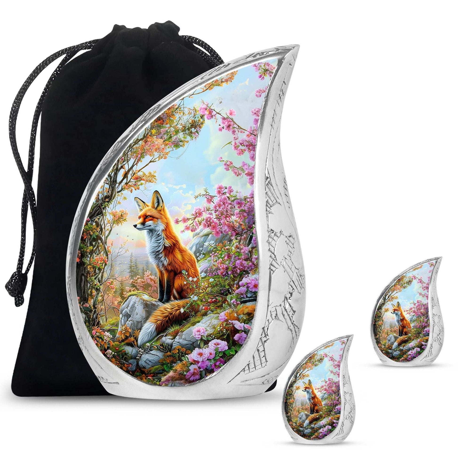 Fox Theme Large Urn With 2 Keepsake Urn