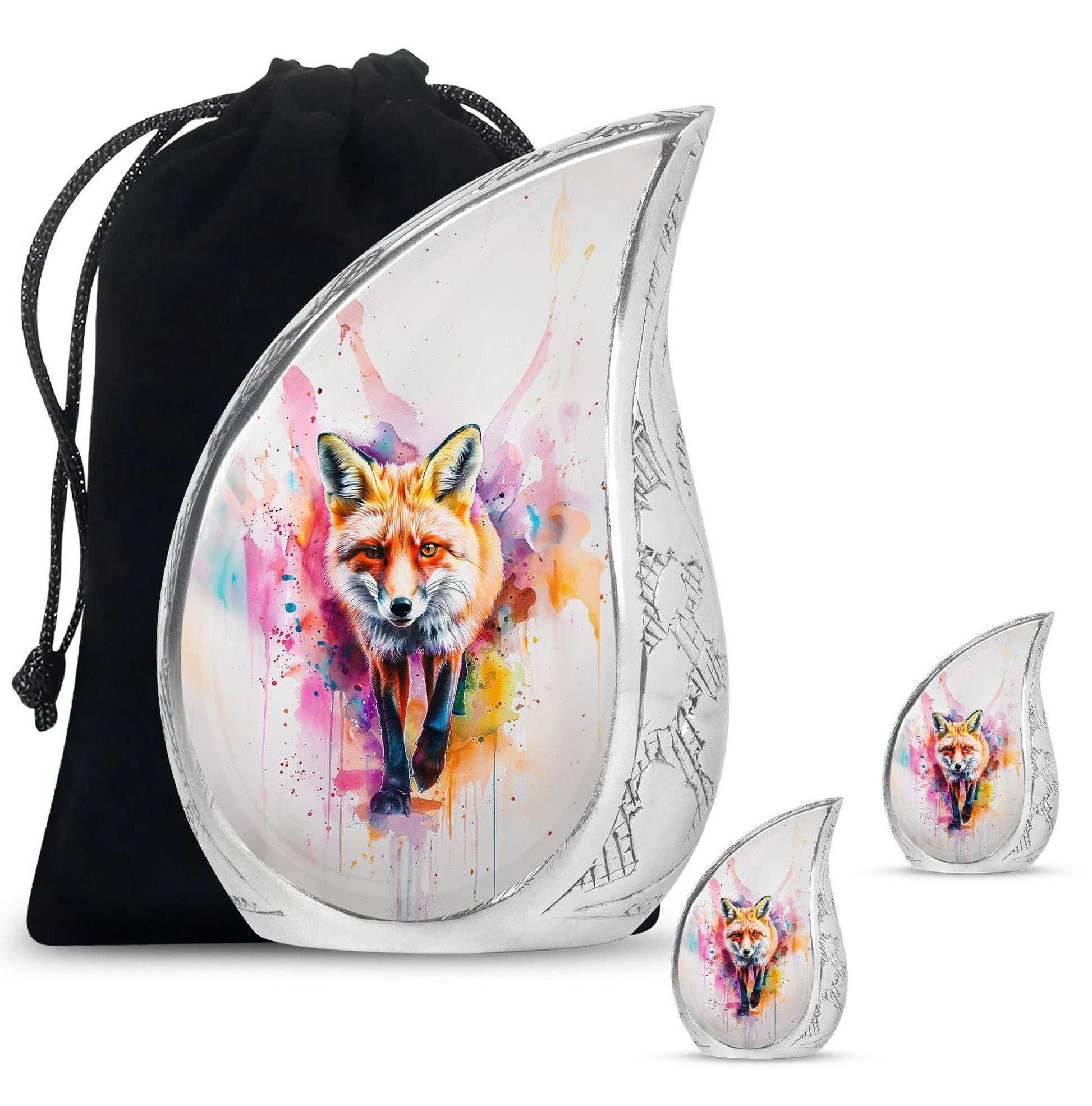 Fox Theme Large Urn With 2 Keepsake Urn