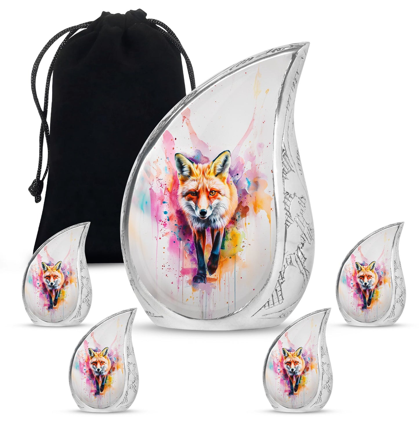 Fox Theme Large Urn With 4 Keepsake Urn