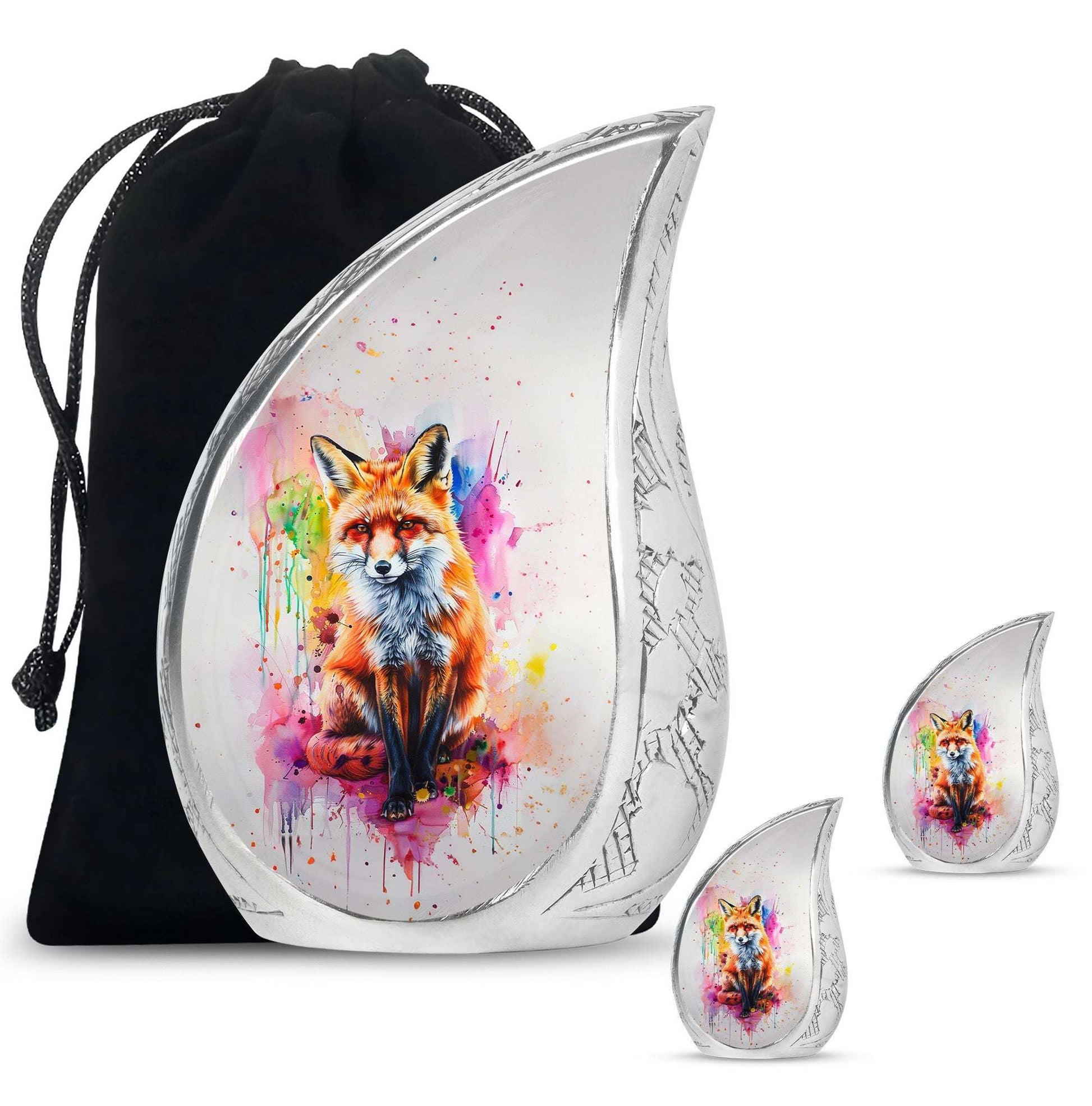 Fox Theme Large Urn With 2 Keepsake Urn