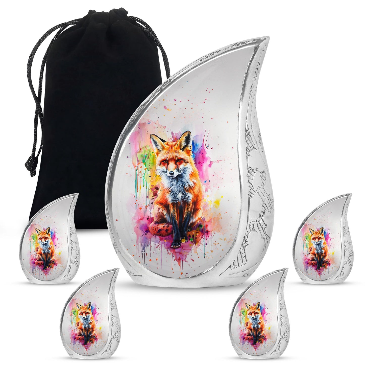 Fox Theme Large Urn With 4 Keepsake Urn