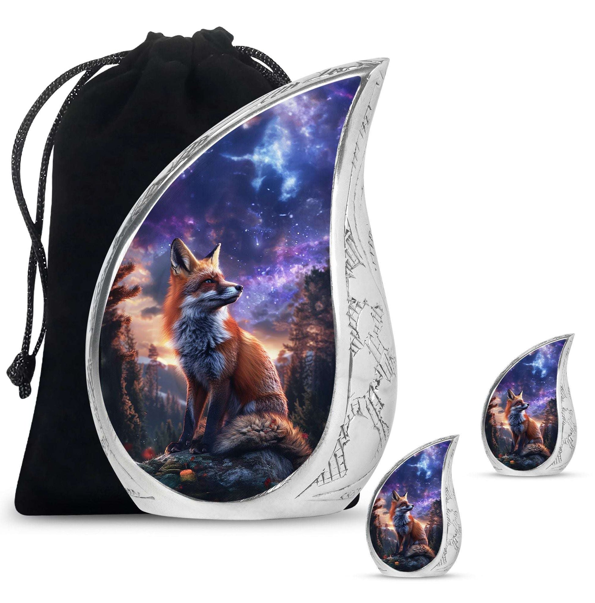 Fox Theme Large Urn With 2 Keepsake Urn