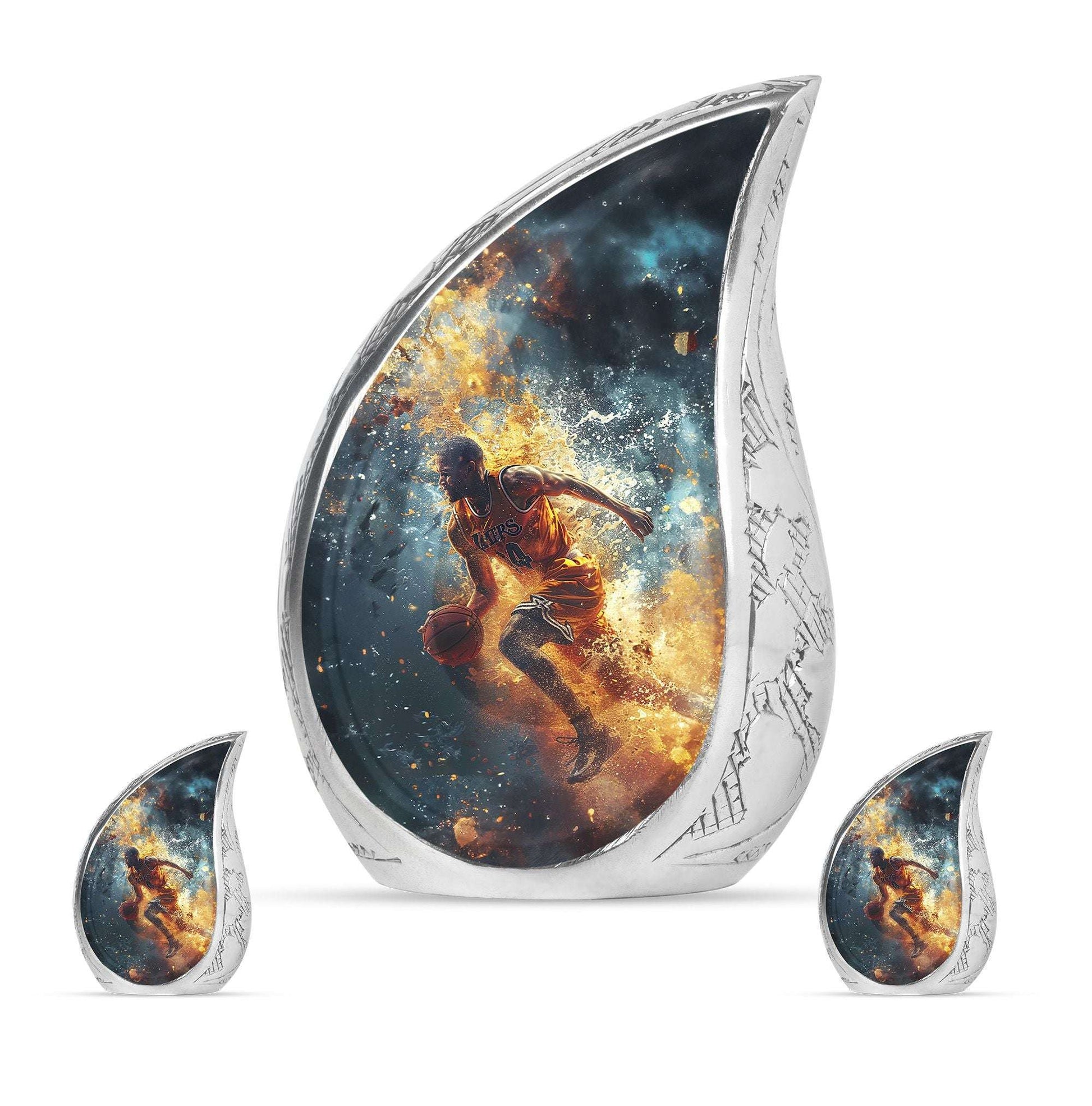 Basketball Theme Large Urn With 2 Keepsake Urn