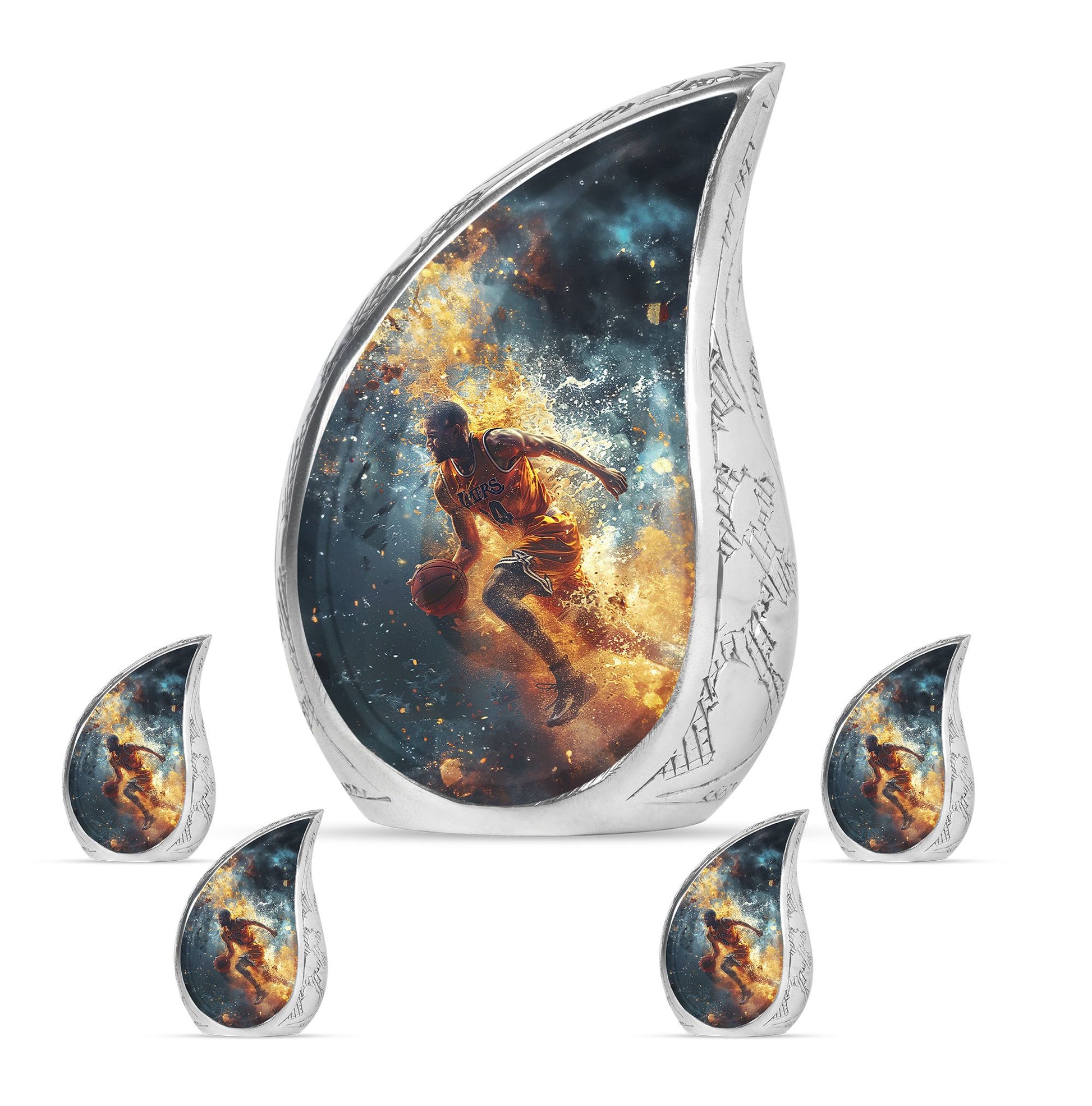 Basketball Theme Large Urn With 4 Keepsake Urn