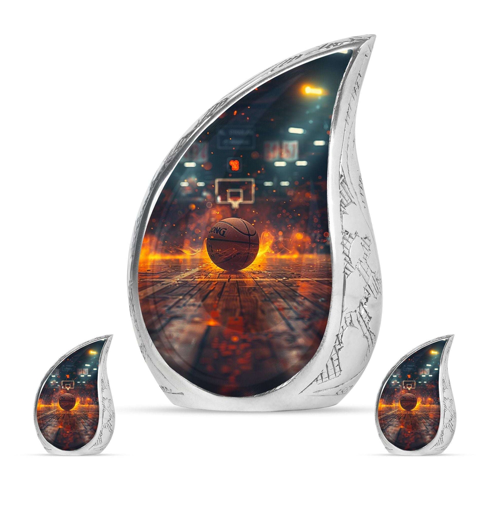 Basketball Theme Large Urn With 2 Keepsake Urn