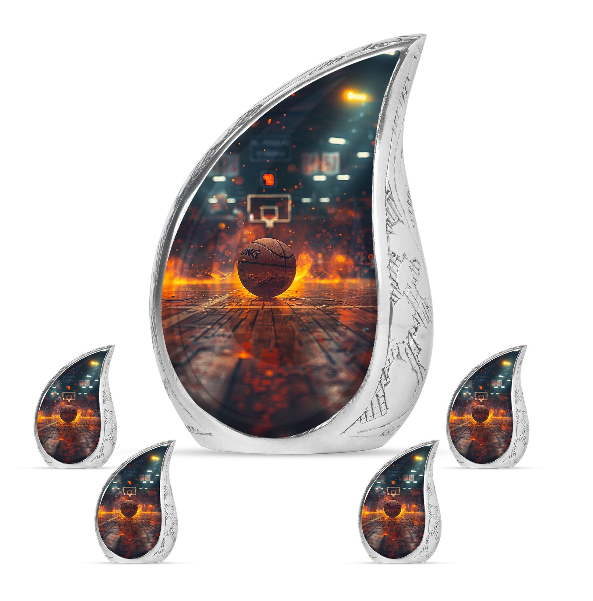 Basketball Theme Large Urn With 4 Keepsake Urn