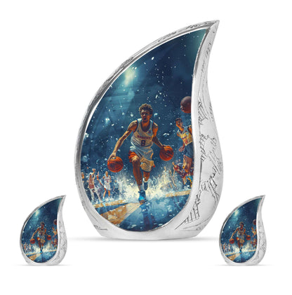 Basketball Theme Large Urn With 2 Keepsake Urn