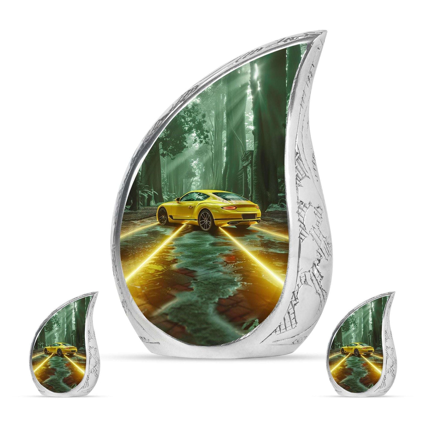 Car Theme Large Urn With 2 Keepsake Urn